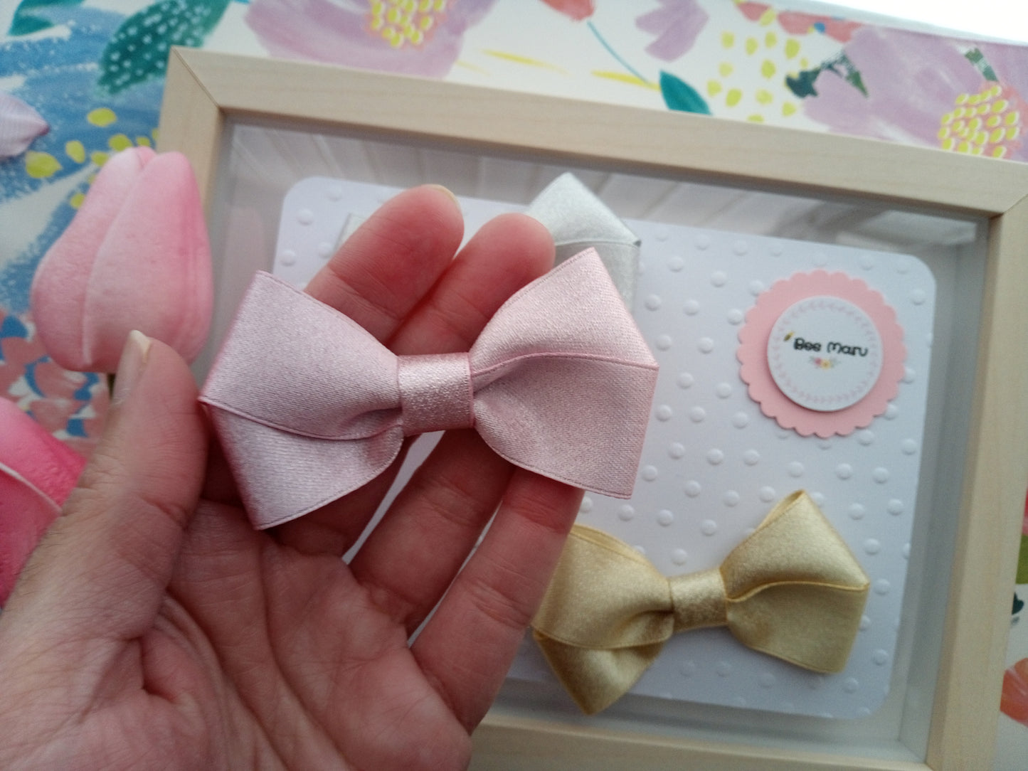 Satin hair bow clips with a silver purl touch for girls, bridal satin bow, wedding hair accessories