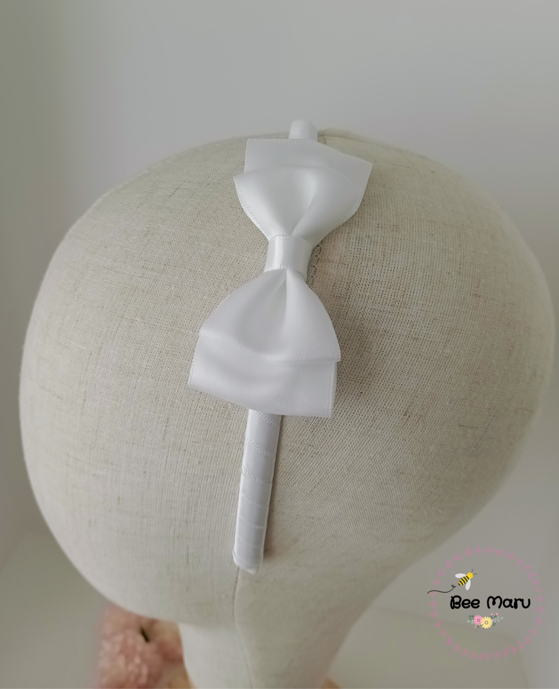 Handmade White Alice Band, Flower Girl Bow, Classic Hair Accessory for Special Occasions