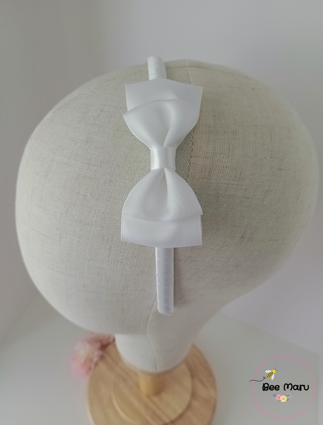 Handmade White Alice Band, Flower Girl Bow, Classic Hair Accessory for Special Occasions