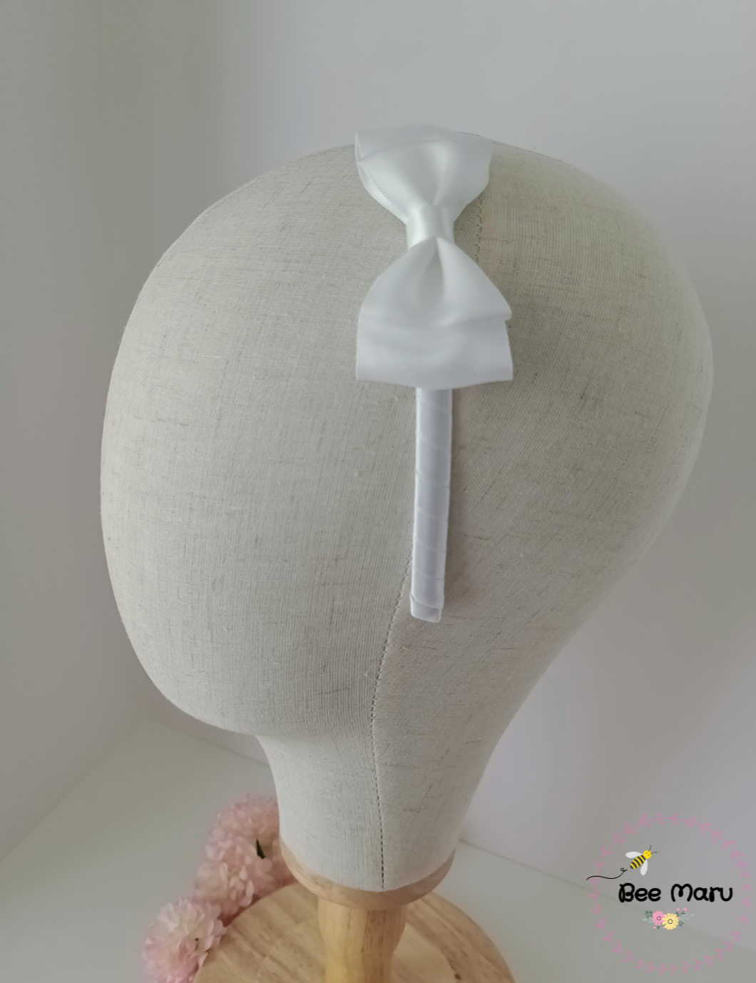 Handmade White Alice Band, Flower Girl Bow, Classic Hair Accessory for Special Occasions