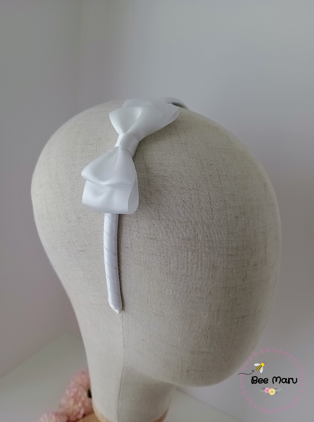 Handmade White Alice Band, Flower Girl Bow, Classic Hair Accessory for Special Occasions