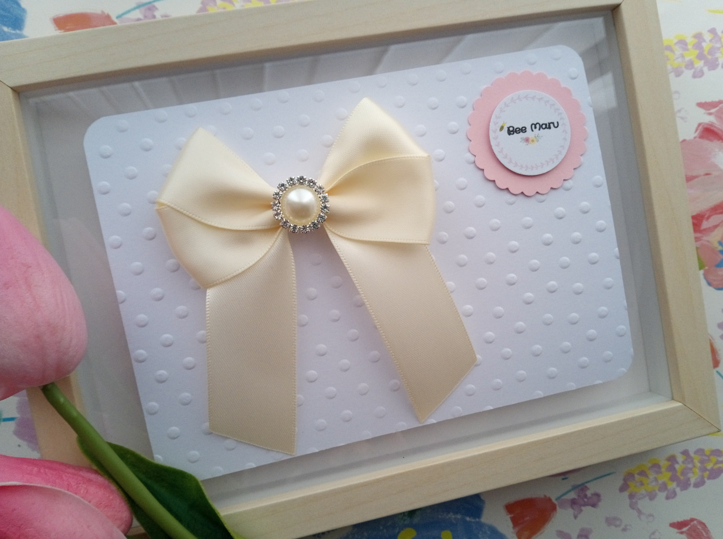Ivory Satin Ribbon Bow with Faux Pearl Charm Centre - Classic Hair Accessory for Special Occasions