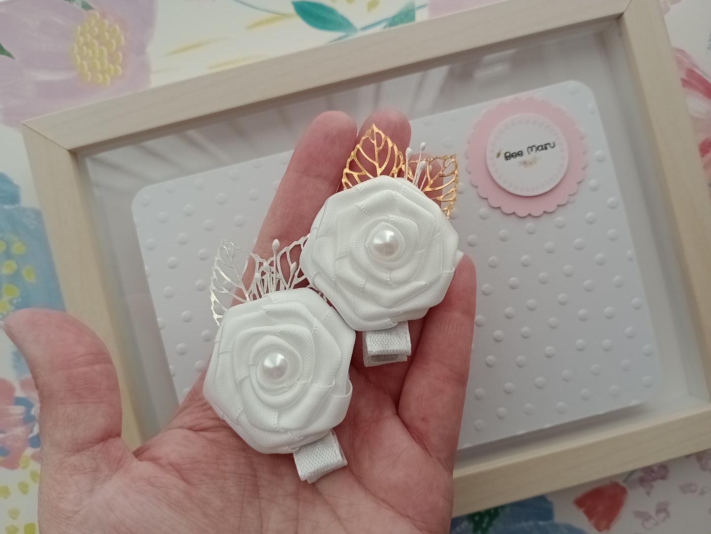 Elegant Handmade Satin Flower Hair Clip - Bridal Accessory