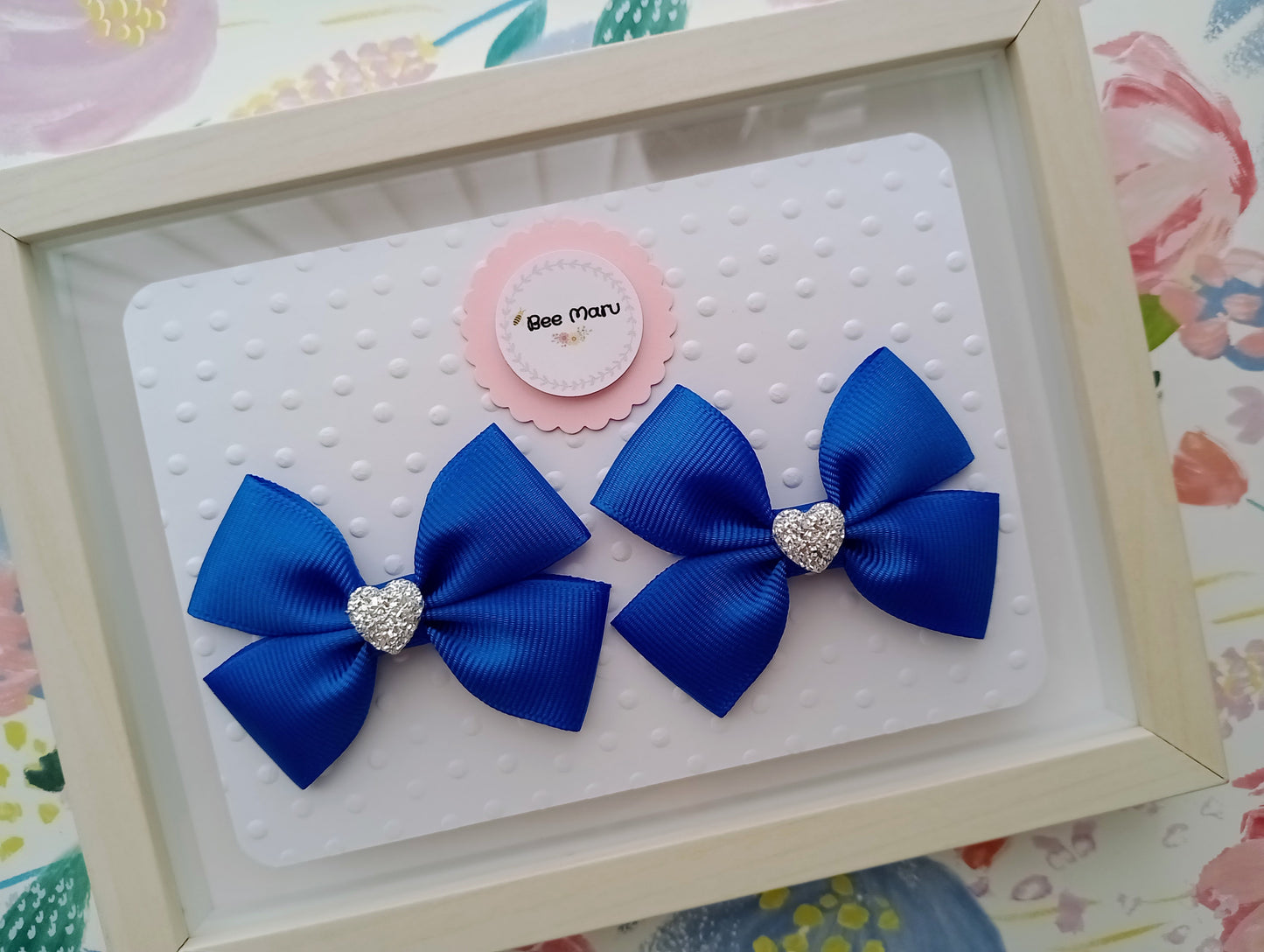 Royal blue hair bow clips, perfect for back to school!